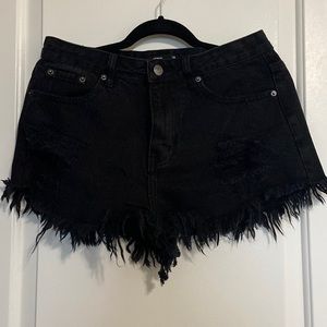 Glassons- Ripped Denim Shorts Black